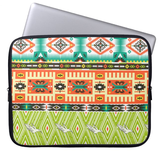 Naadloos stammenpatroon met geometrische elementen laptop sleeve (Voorkant)