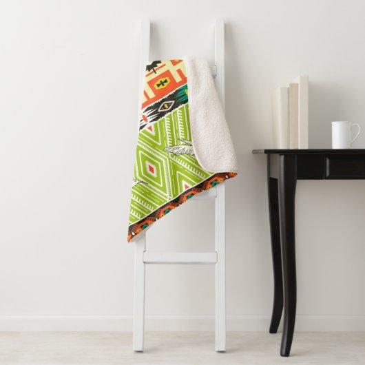 Naadloos stammenpatroon met geometrische elementen sherpa deken (In situ)