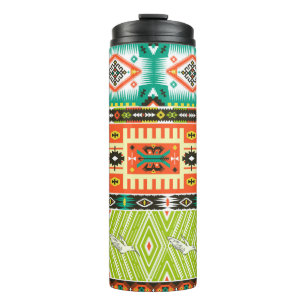 Naadloos stammenpatroon met geometrische elementen thermosbeker