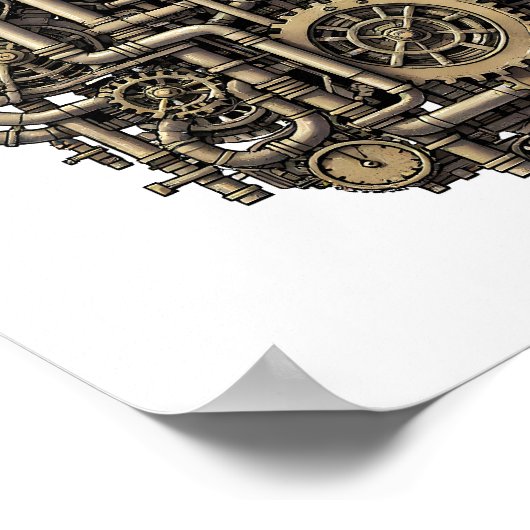 Naadloos Stoomtech Tandwielpatroon Stof en Papier Poster (Hoek)