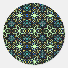 naadloos symmetrisch bloemmotief ronde sticker