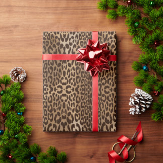 Naadloos Symmetrisch Luipaard Dier Patroon Cadeaupapier