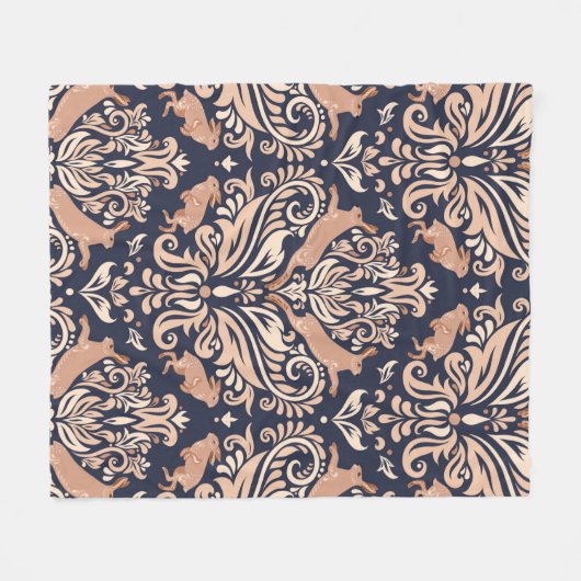 Naadloos symmetrisch patroon in de stijl Damask. Fleece Deken (Voorkant (Horizontaal))