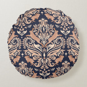 Naadloos symmetrisch patroon in de stijl Damask. Rond Kussen