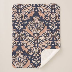 Naadloos symmetrisch patroon in de stijl Damask.  Sherpa Deken