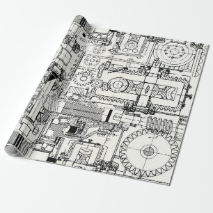 Naadloos technisch patroon met wormwielen en ander cadeaupapier