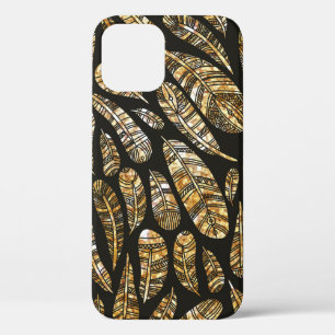 Naadloos textuurpatroon van gloeiende gouden veer Case-Mate iPhone case