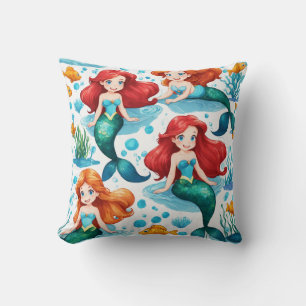 Naadloos "The Little Mermaid" ontwerp op witte rug Kussen