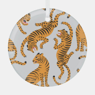 Naadloos tijgerpatroon, wildlife thema. glas ornament