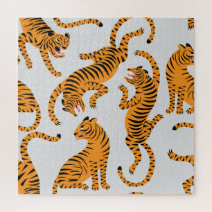 Naadloos tijgerpatroon, wildlife thema. legpuzzel