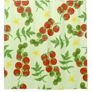Naadloos tomatenpatroon. Vegetable print. Vintage Douchegordijn