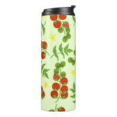 Naadloos tomatenpatroon. Vegetable print. Vintage Thermosbeker (Gedraaid links)
