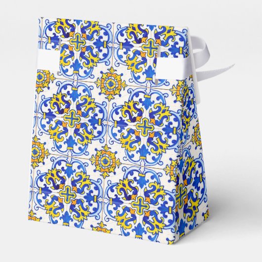 Naadloos traditioneel Portugees Azulejo Pattern Bedankdoosjes (Achterkant)