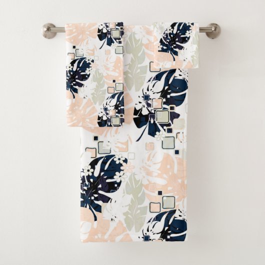 Naadloos tropisch oerwoud laat monstera palm-monst bad handdoek (Insitu)