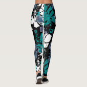 Naadloos tropisch oerwoud laat monstera palm-monst leggings (Achterkant)