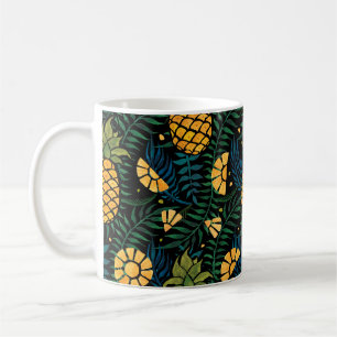 Naadloos tropisch patroon met ananas en palm koffiemok