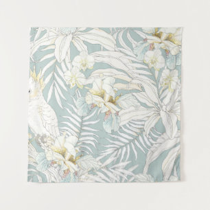 Naadloos tropisch patroon met bloemen Orchid, Fl Wandkleed