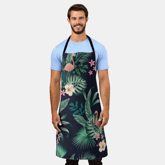 naadloos tropisch patroon met duw- en naaldbladere schort (Gedragen)