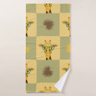 Naadloos tropisch patroon met giraffe en palm le badhanddoek