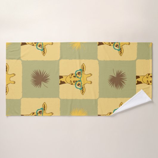 Naadloos tropisch patroon met giraffe en palm le badhanddoek (Badhanddoek)