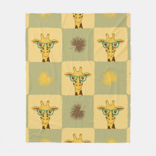 Naadloos tropisch patroon met giraffe en palm le fleece deken