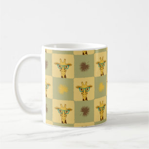 Naadloos tropisch patroon met giraffe en palm le koffiemok