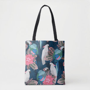 Naadloos tropisch patroon met papegaaien. tote bag