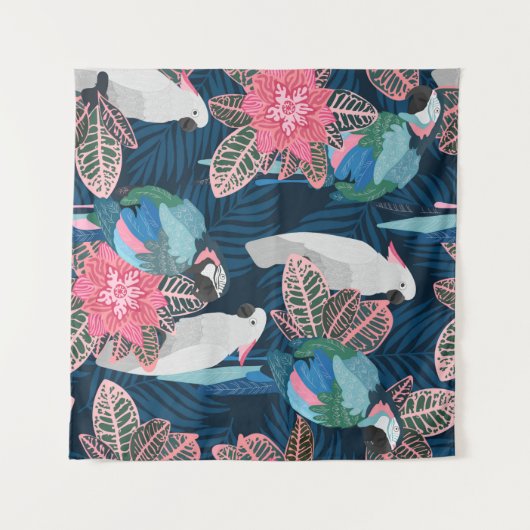 Naadloos tropisch patroon met papegaaien.  wandkleed (Voorkant (horizontaal))