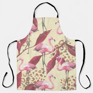 Naadloos tropisch patroon met roze flamingo, lev schort