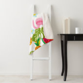 Naadloos tropisch patroon met roze flamingo, palm sherpa deken (In situ)