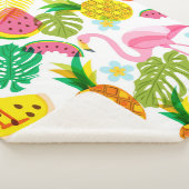 Naadloos tropisch patroon met roze flamingo, palm sherpa deken (3/4)