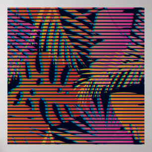 Naadloos tropisch patroon met tropische planten. H Poster