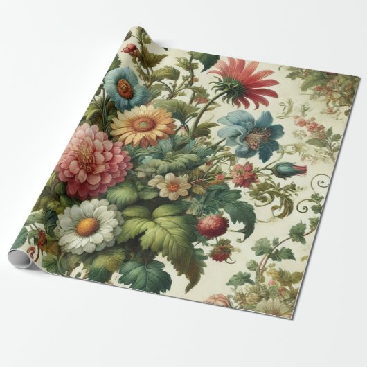 Naadloos tuinontwerp cadeaupapier (Uitgerold)