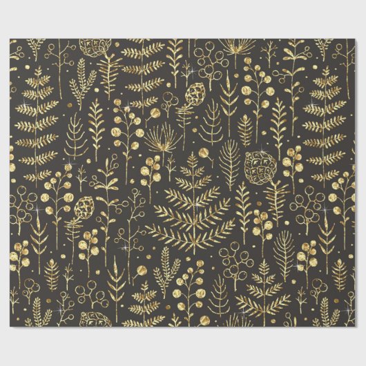 Naadloos vakantiepatroon met bladeren, takken, cadeaupapier (Vlak)