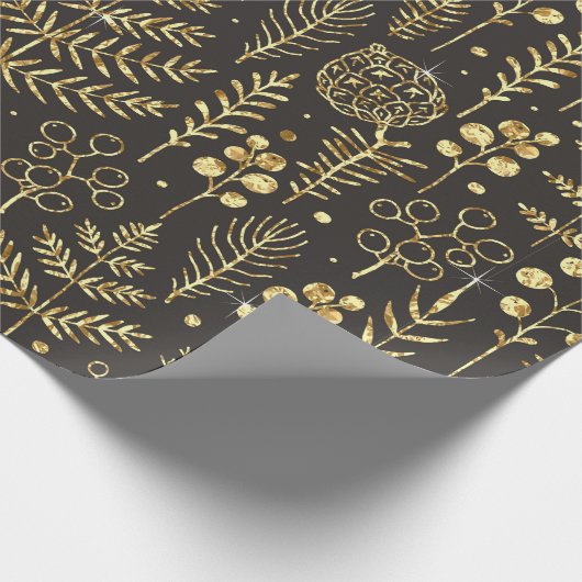 Naadloos vakantiepatroon met bladeren, takken, cadeaupapier (Hoek)