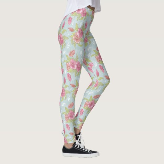 naadloos vectror Floral Hibiscus Pattern Leggings (Rechts)