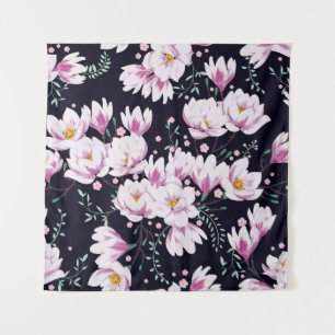 Naadloos veerpatroon met magnolias. wandkleed
