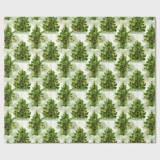naadloos Victoriaans kerstboompatroon Cadeaupapier (Vlak)