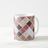 Naadloos vierkant patchwork graniet marmer patroon koffiemok (Voorkant rechts)