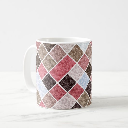 Naadloos vierkant patchwork graniet marmer patroon koffiemok (Voorkant links)