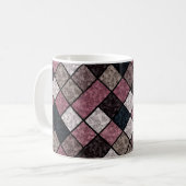 Naadloos vierkant patchwork graniet marmeren patro koffiemok (Voorkant links)