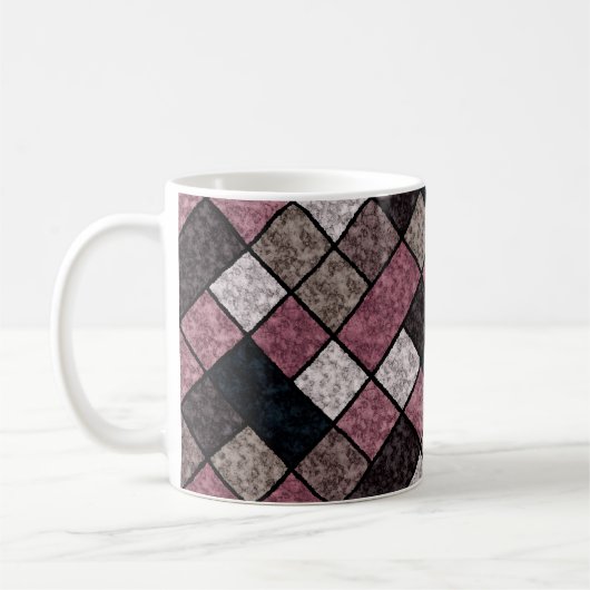 Naadloos vierkant patchwork graniet marmeren patro koffiemok (Links)