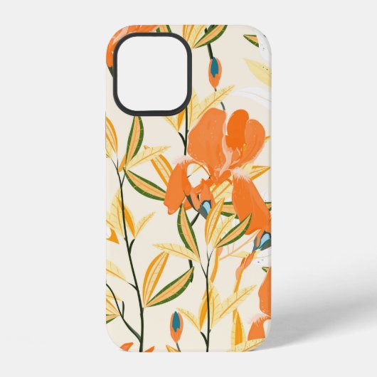 Naadloos vintage bloempatroon. Oranje rangschikkin iPhone Hoesje (Achterkant)