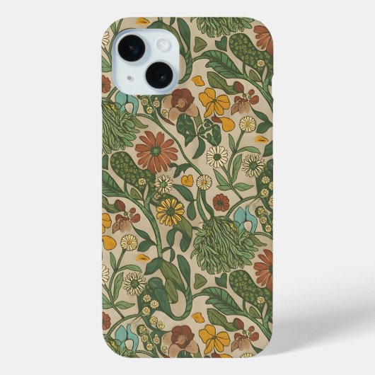 Naadloos vintage botanisch patroon Case-Mate iPhone case (Achterkant)