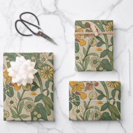 Naadloos vintage botanisch patroon inpakpapier vel