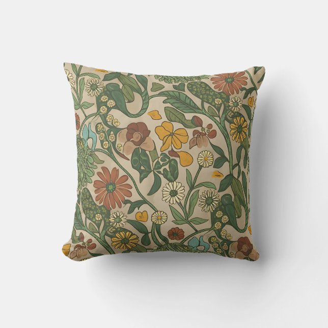 Naadloos vintage botanisch patroon  kussen (Voorkant)