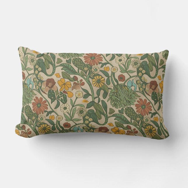 Naadloos vintage botanisch patroon kussen (Voorkant)