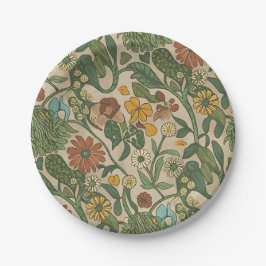 Naadloos vintage botanisch patroon papieren bordje