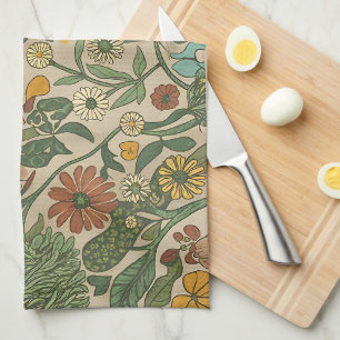 Naadloos vintage botanisch patroon theedoek