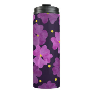 Naadloos violet bloemen patroon. Floral-waterverf Thermosbeker